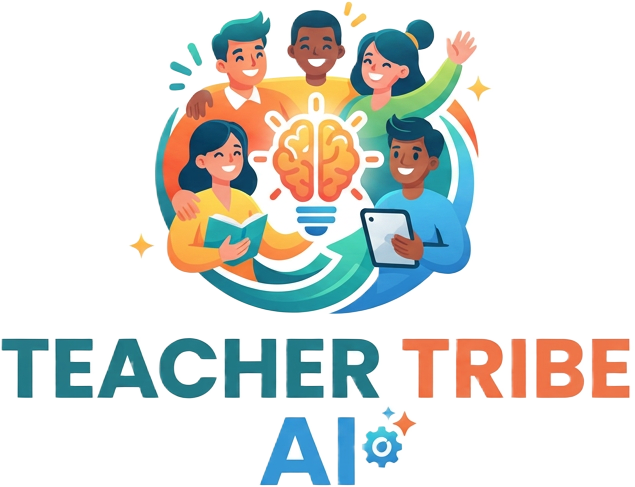 Teacher Tribe AI logo — teachers around a glowing brain lightbulb